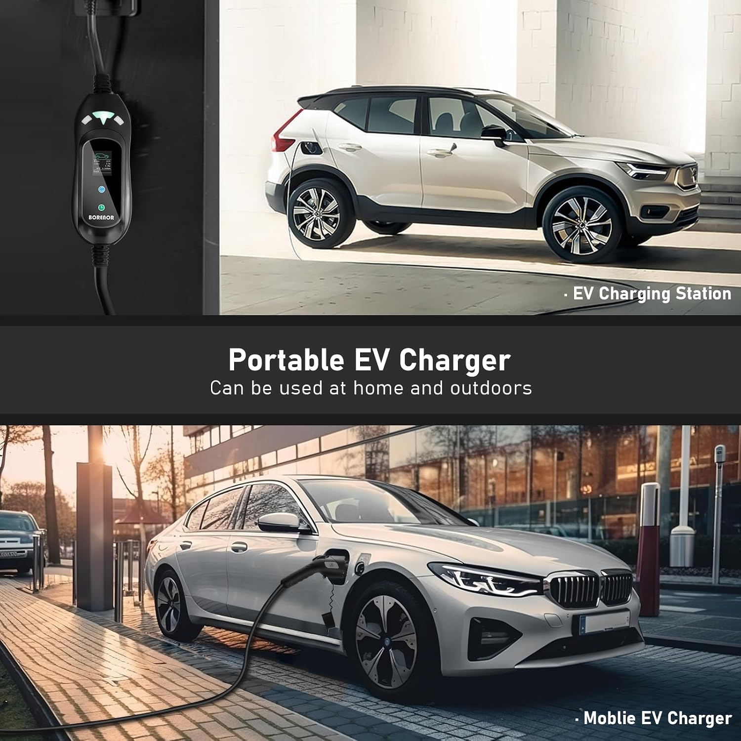 Level 2 EV Charger, Portable EV Charger Station, 13A/16A/25A/32A Djustable, Electric Car Charger Adapter Electric Vehicle Charger with Type 1 & NEMA 14-50 Plug for SAE J1772 Standard EV Cars, 21FT