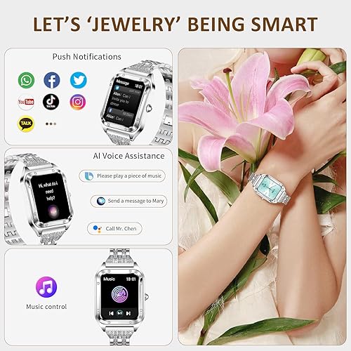Miniatura 3 de Relojes inteligentes para mujer (respuestahacer llamadas), relojes de lujo HD de 1.59 pulgadas con rastreador de actividad físicacontrol de voz