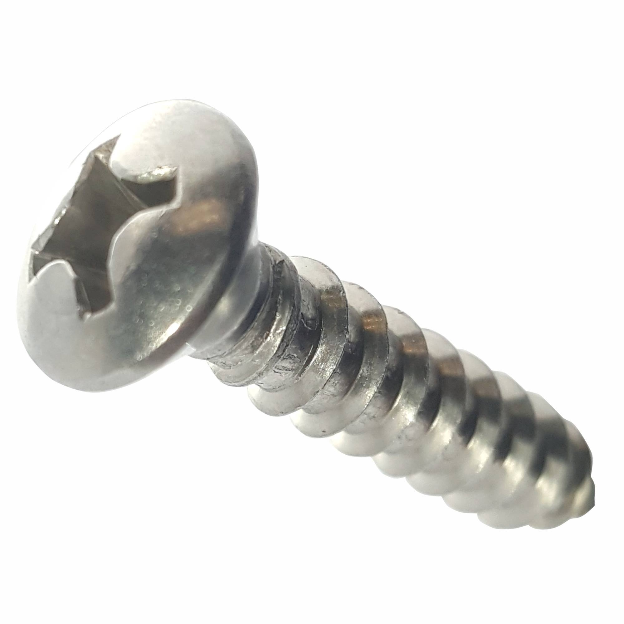 #14 x 1-1/4" Oval Head Sheet Metal Screws, Phillips Drive, Stainless Steel 18-8, Full Thread, Bright Finish, Self-Tapping, Quantity 50 by Fastenere