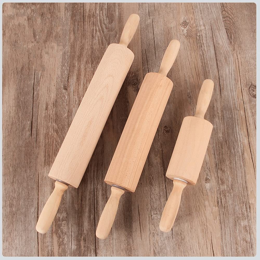 Rodillo para Hornear Perno Peal De Madera con Asas De Carro De Bolas Utensilios para Hornear Herramientas De Postre Herramienta para Pasteles (Tamaño : M) (M)