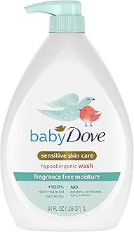 Sensitive Skin Care Baby Wash Fragrance Free Moisture For Baby Bath Time Fragrance Free and Hypoallergenic, Washes Away Bacteria 34 oz (Pack of 1)