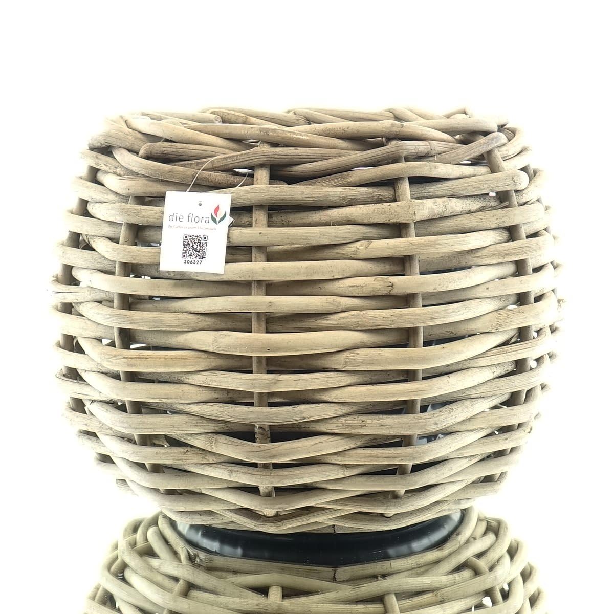 DRYPOT® Rattan Tina Pflanzkübel Grau Ø 48 cm - Sylter Körbe