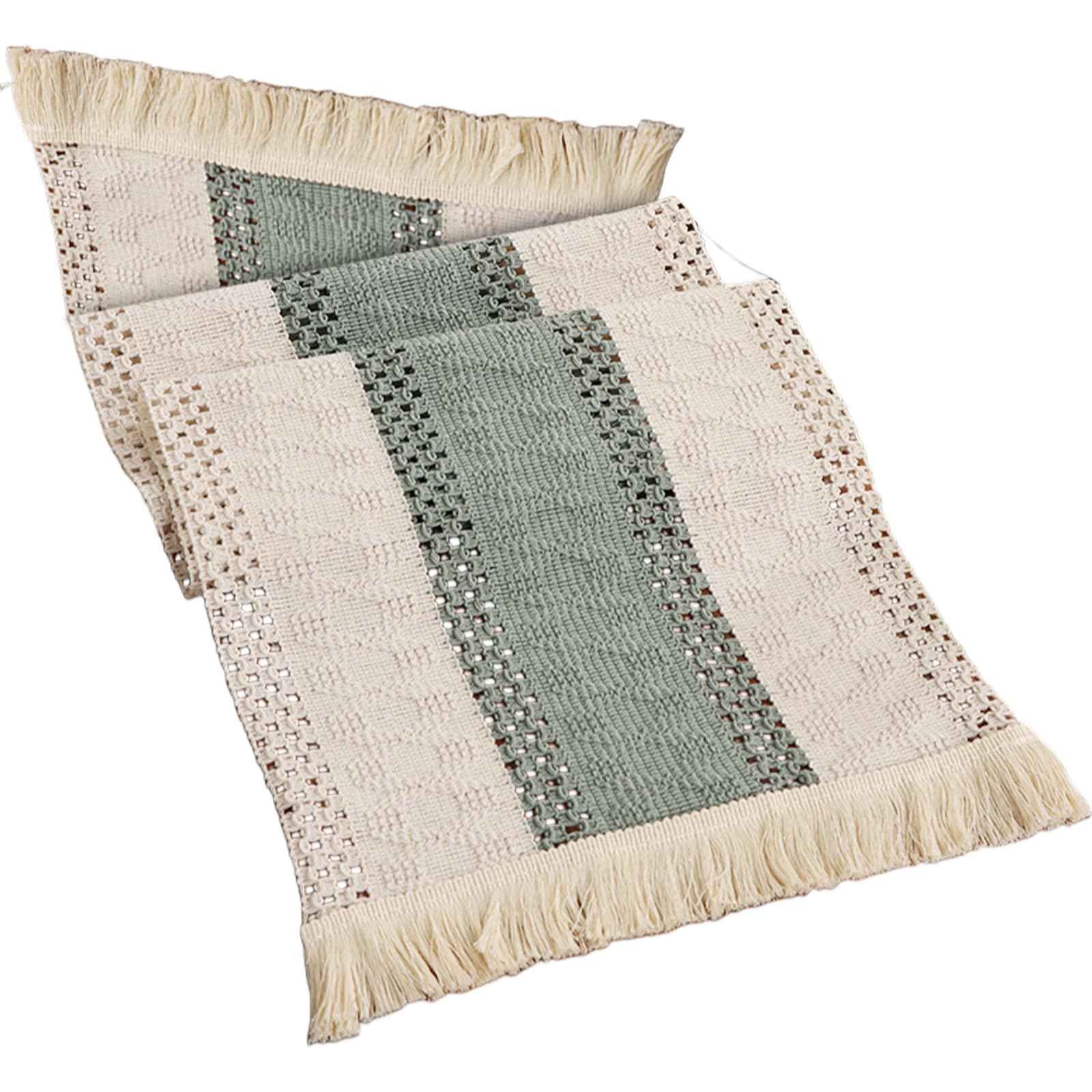 Decorative Pattern Table Runner 30x140cm Tassels Border Easy Cleaning Polyester Dining Room Accent Polyester Fiber Decorative Table Runner