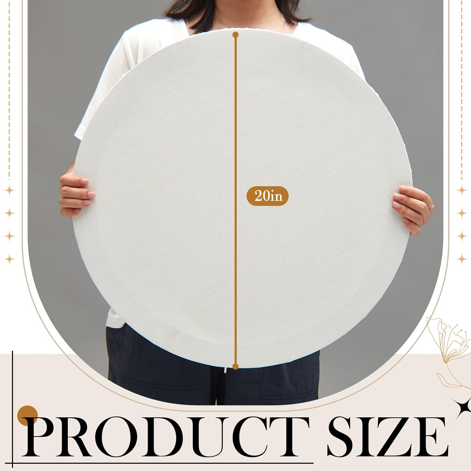 Ireer 2 Pcs 20 Inch Round Canvas Stretched Canvases for Painting Blank White Round Canvas Panels Large Quality Circle Canvas Board for Acrylic Pouring Oil Gouache Art Crafts