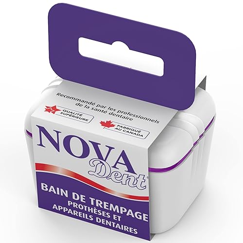 Novadent Limpiador de dentaduras postizas baño de remojo - Contenedor de limpieza para la solución de aparatos dentales (clásico)