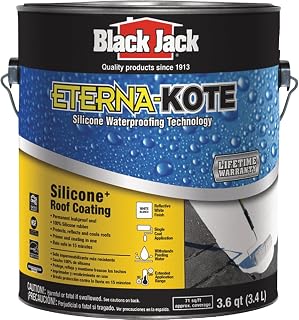 Black Jack Eterna-Kote 100% Silicone+ Roof Coating, White, 1 Gallon, Waterproof Sealant for Permanent Water Protection, Ideal for Flat Roofs, 100% Silicone Rubber Roof Coating