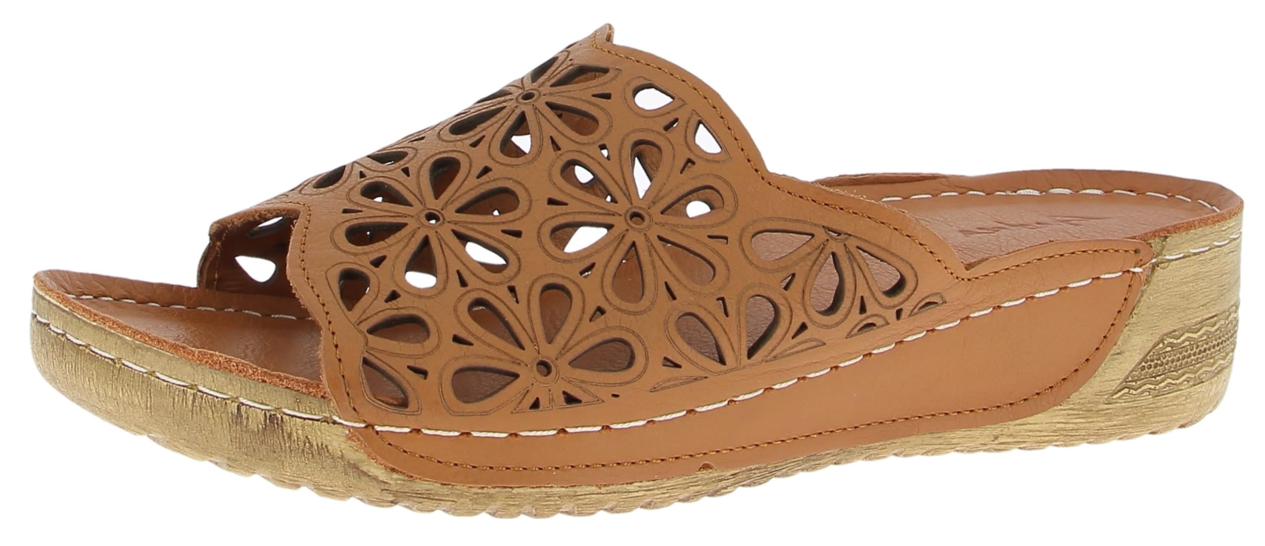 Andrea Conti Women's Mules Flat Slippers, Cognac, 8.5 UK