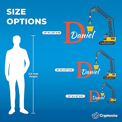 Miniatura 5 de Decoración de pared de grúa de construcción I Nombre personalizado e inicial I Baby Boy I Nursery Calcomanía de pared para decoración de habitación