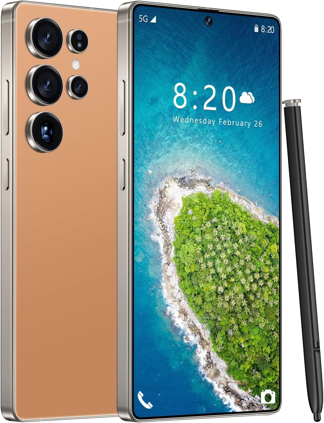 HunessI25 Ultra Unlocked Phone,Built in Pen The Phone,Cell Phone Battery 7000mAh 6.99" HD Screen,Android 14 12+512GB Smartphone,Dual SIM/5G/Face ID/Fingerprint Lock/GPS (Orange)