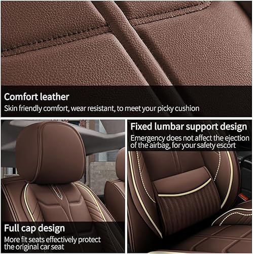 Miniatura 4 de ijesign Funda de asiento de automóvil de cuero para Volvo XC60 2013-2024, fundas de asiento de automóvil impermeables con soporte lumbar, funda de
