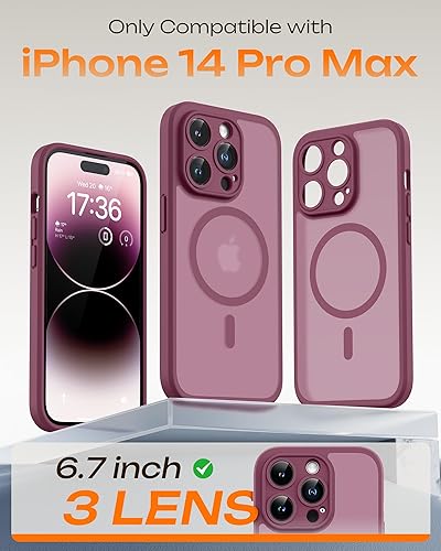 Miniatura 45 de TOCOL Funda magnética 3 en 1 para iPhone 15 Pro, mejorada [protección completa de cámara] con 2 protectores de pantalla, compatible con MagSafe, Gris