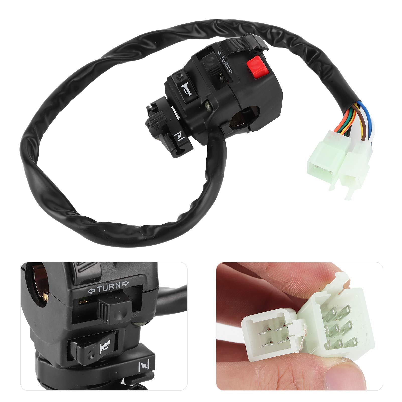 6 Fonctions 9 Fils côté Gauche Interrupteur de Commande assemblée Start Interrupteur de Starter, Interrupteur de Guidon 22mm 9 Broches 8 Fils adaptés pour Dirt Quad Bike