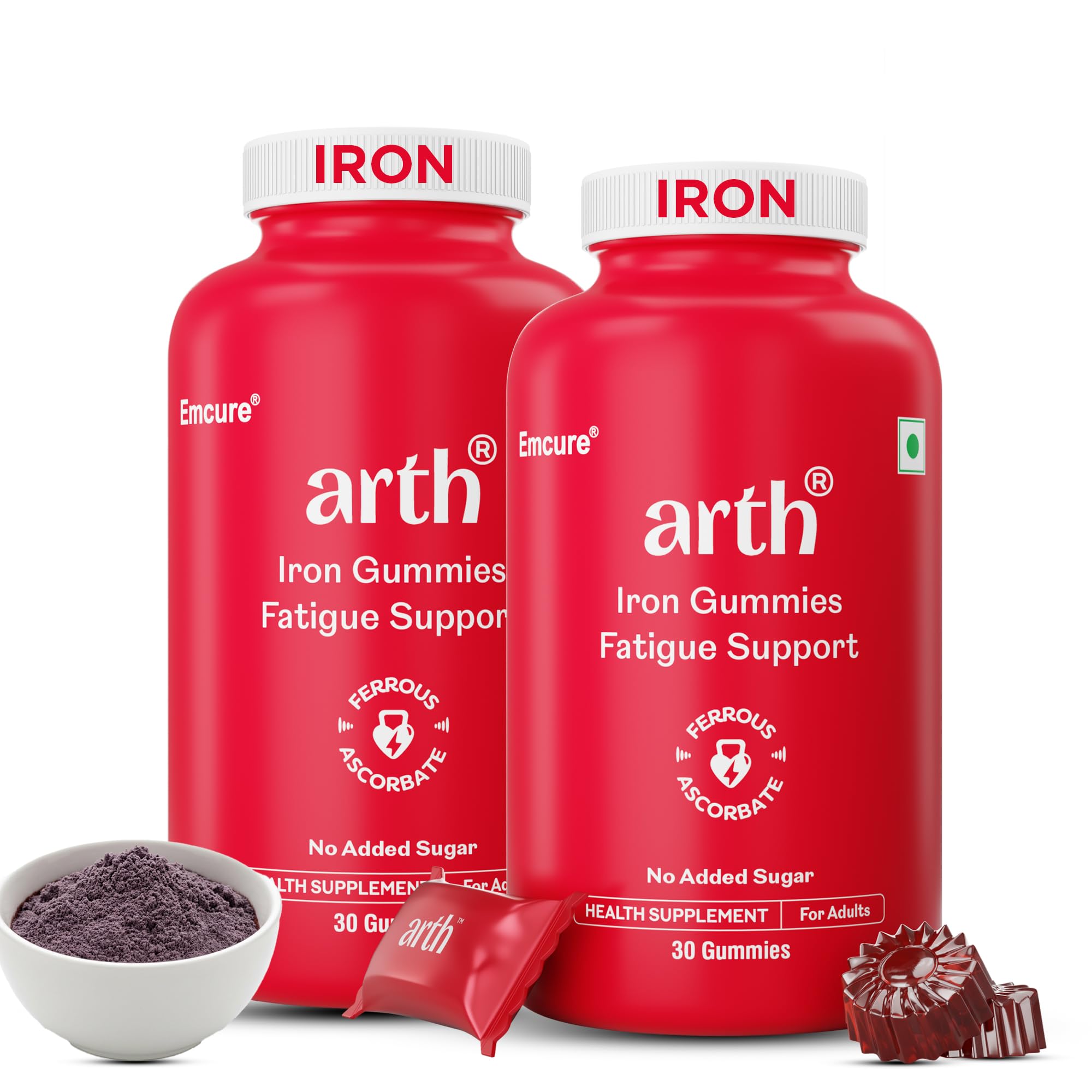 Arth Chelated Iron Supplement For Women & Men - 60 Gummies | 6X Higher Absorption | With Ferrous Ascorbate | For Haemoglobin, Anemia, Blood Building & Reduced Fatigue | Gut Friendly |Cranberry Flavour-image-13