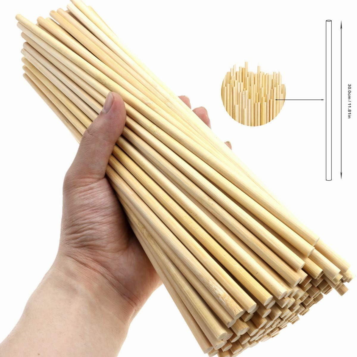 MotBach 100 Pack 12 Inch Long Bamboo Dowel Rods Craft Sticks for Craft Projects(1/4 Inch Diameter)