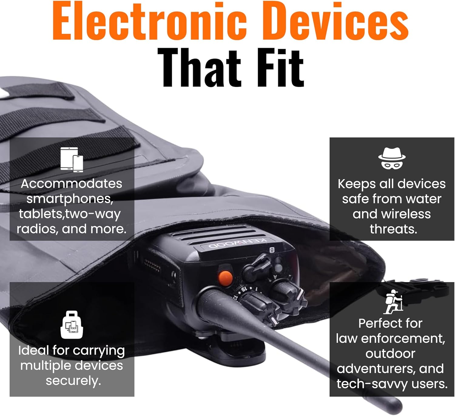 Dry Shield MOLLE Faraday Bag (9.5" x 6" x 2.5"), Signal Blocking, Waterproof & Submersible Tactical Bag with RF Shielding for Electronic Security - Image 5