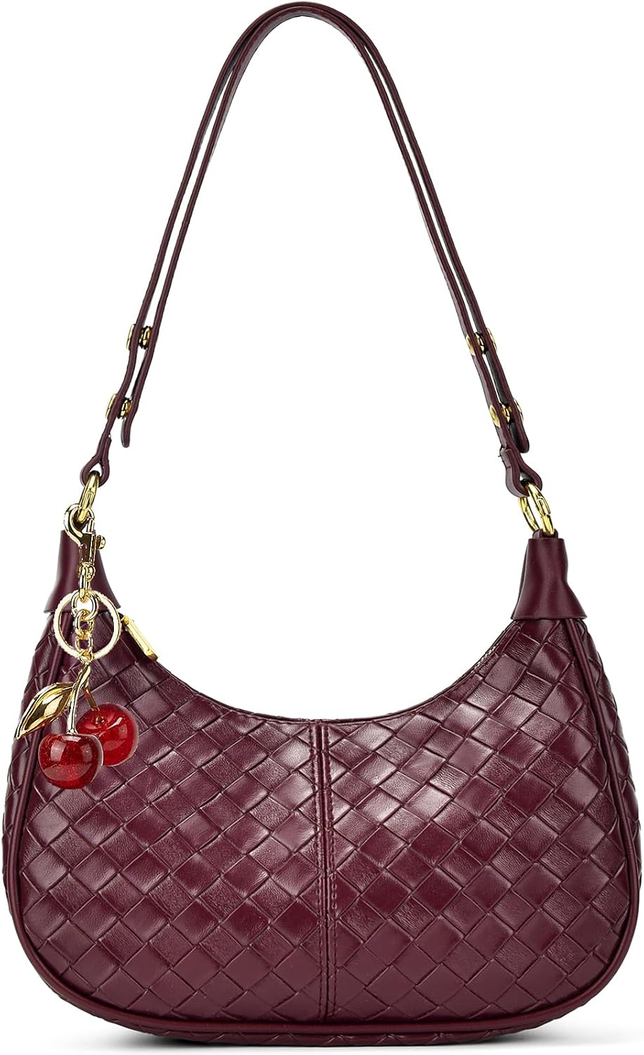 Small Hobo Bags Crescent Shaped Shoulder Bags for Women Mini Cherry Purse Fall Soft Crossbody Handbag 2025