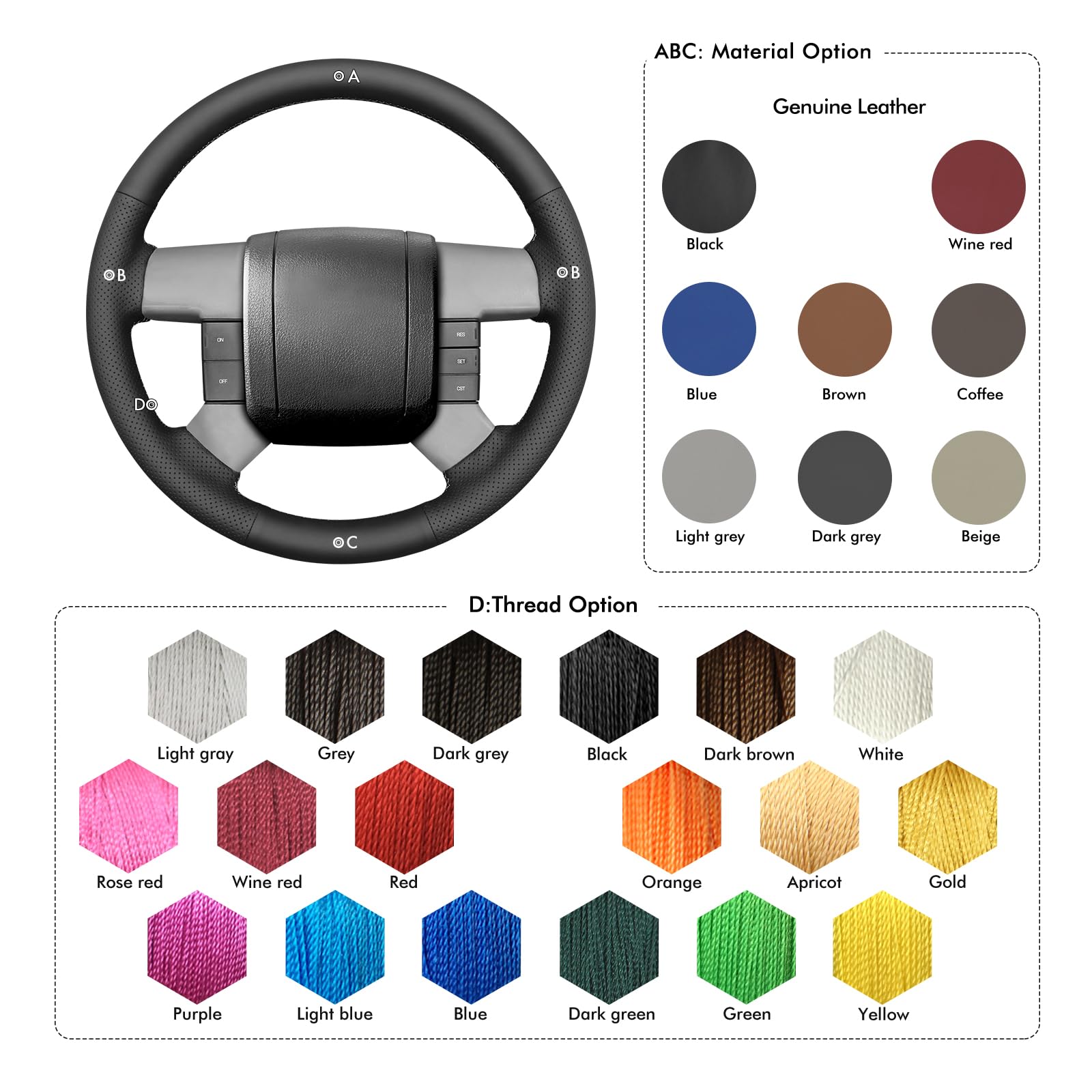 MEWANT Ręcznie szyta osłona kierownicy do Ford F150 F250 F350 2004-2008 akcesoria do Ford F150