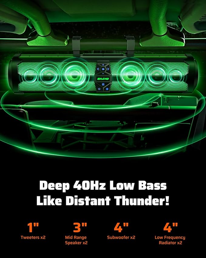 Ehaho Rumble-X Series Parlante Sound Bar UTV 8 Bocinas 500W BT miniatura 2