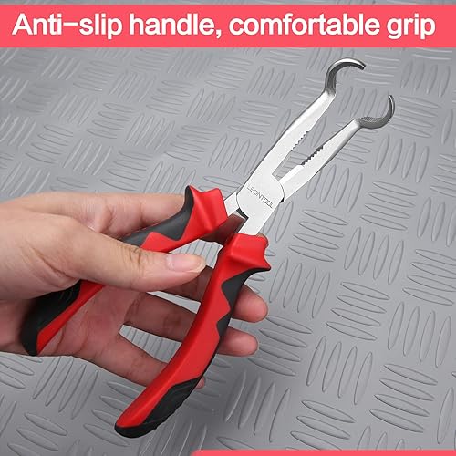 Miniatura 6 de Alicates de extracción de arranque de bujía de 8 pulgadas, mordazas dentadas, alicates de agarre de manguera con cortador de alambre, alicates de