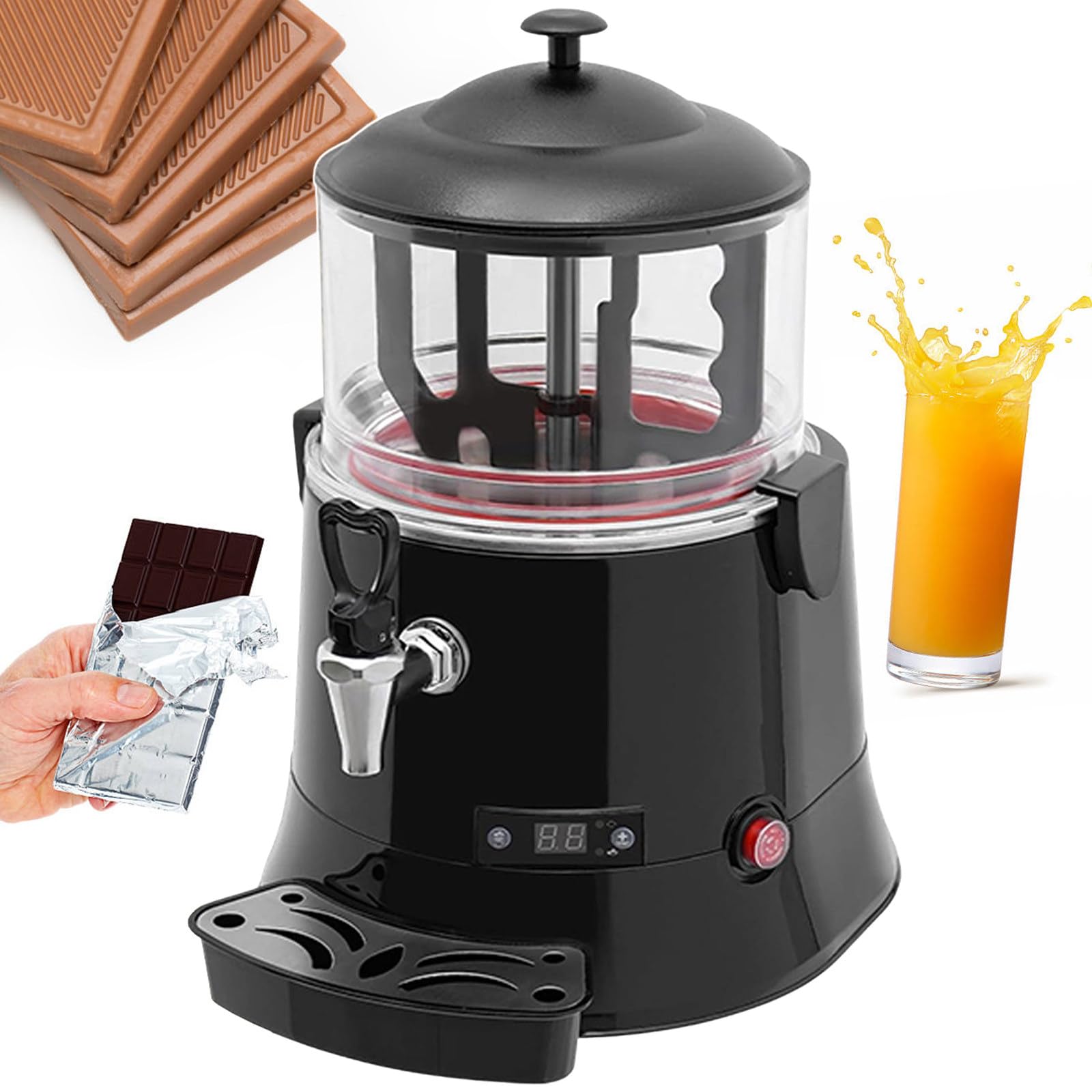 Machine à chocolat chaud commerciale avec fonction d'agitation, chauffe-boissons et distributeur pour café, thé au lait et lait de soja