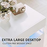 Vista 7 de IRONCK Night Stand, Bedside Table with 3 Drawers, Modern Nightstand with LED Light, End Table with Storage for Bedroom, White