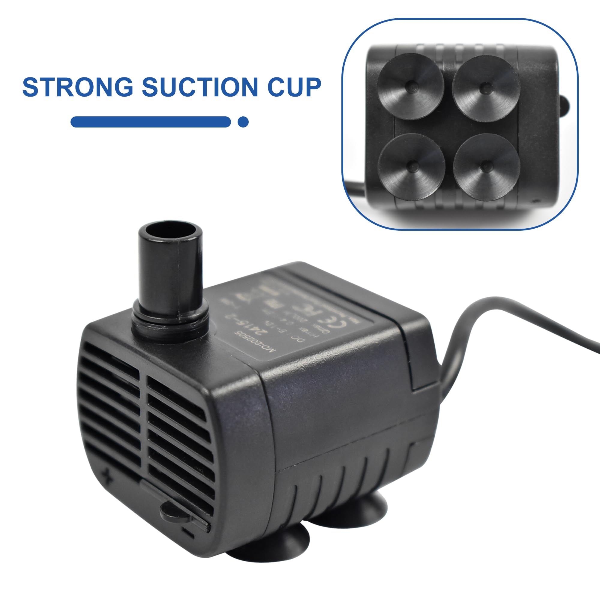 CONQUERALL Zatapialna pompa do akwarium DC 12 V 3 W, 200 l/h, 1,5 m, podnośnik z zasilaczem (UE) do samodzielnego chłodzenia wodą