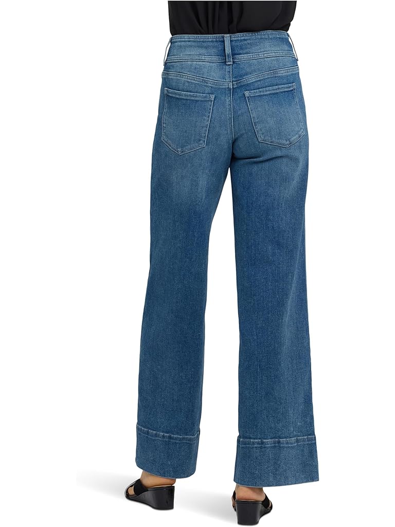Blue NYDJ 4" Hem Wide Leg Jeans in Breezy Palms