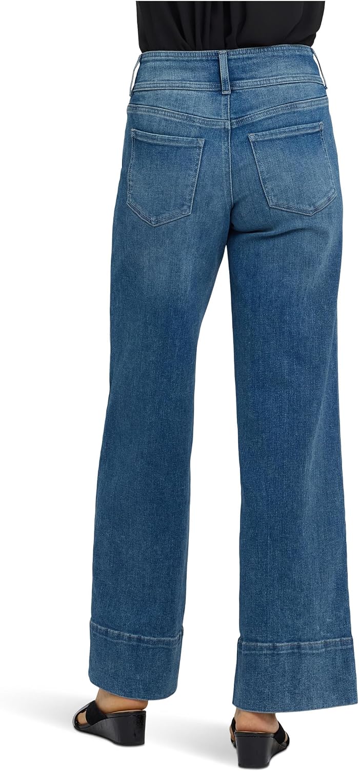 Женские джинсы NYDJ 4" Hem Wide Leg Jeans in Breezy Palms, цвет: Синий — фото 3