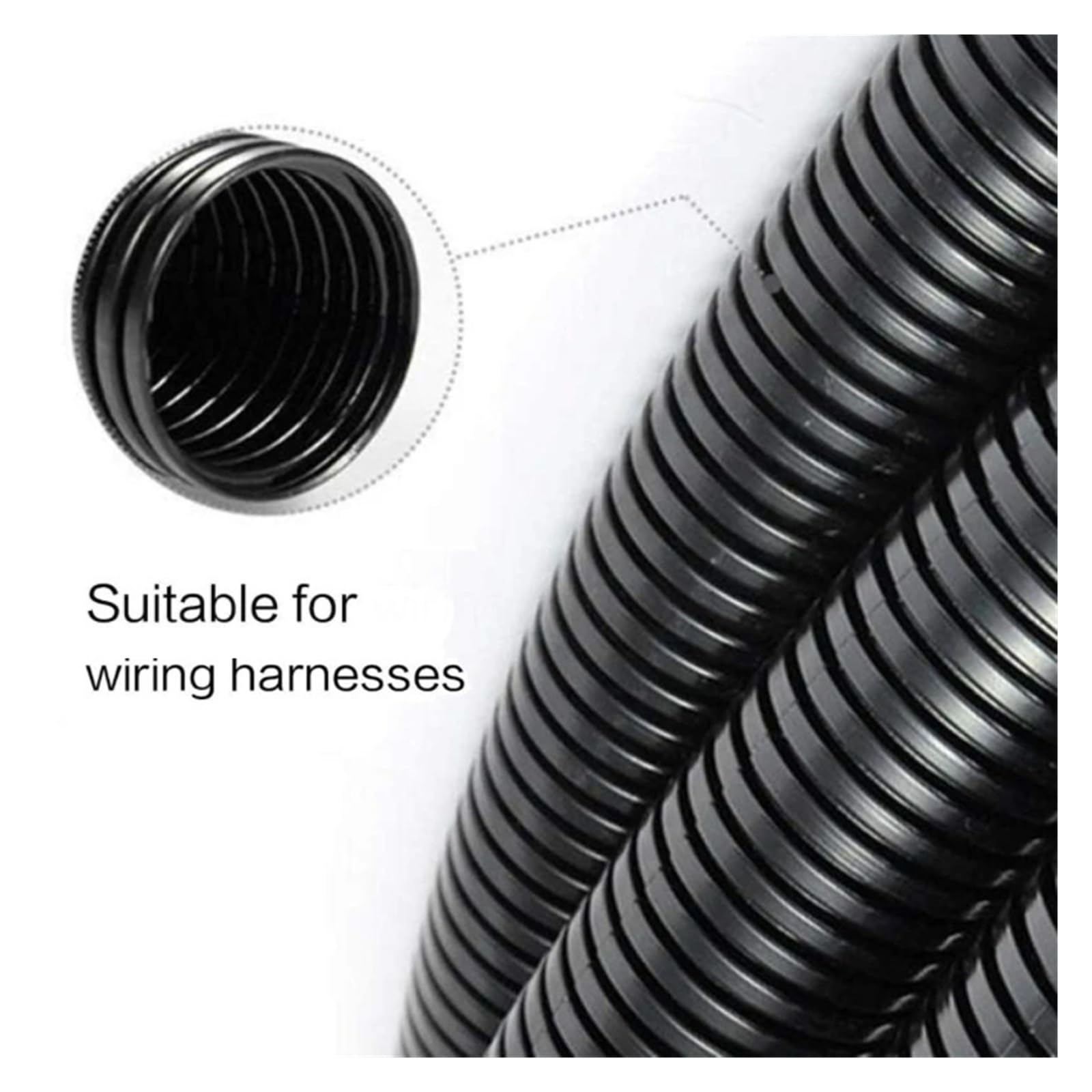 Tubo corrugado, Conducto de cable corrugado dividido negro varios tamaños(Close,16X13MM-3METER)
