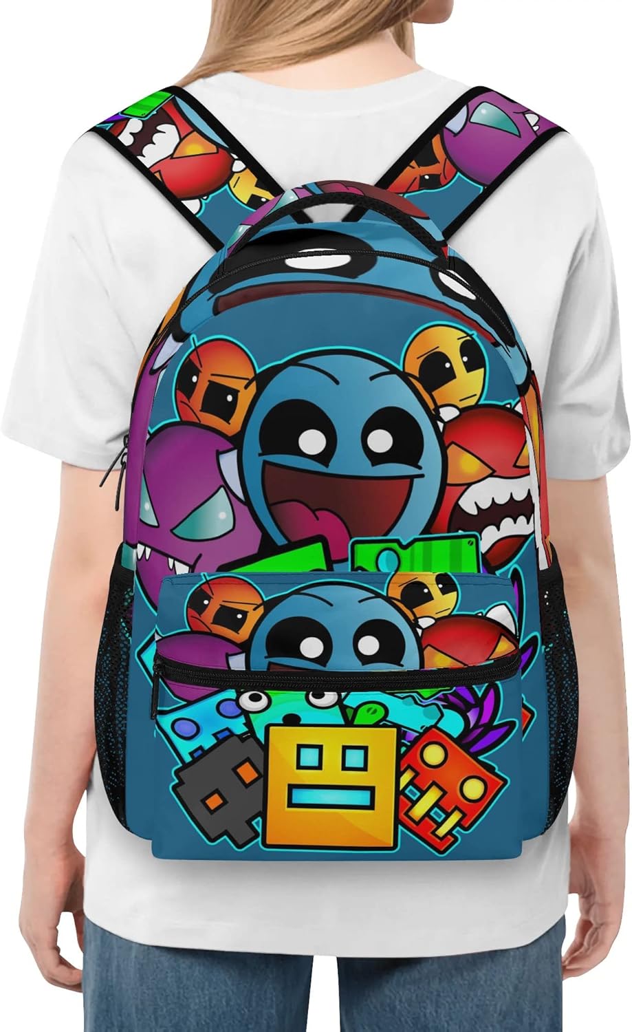 Geometry Old School Gaming Backpack Kids School Bag Lightweight Daypack Travel Laptop Bag Women Men Bookbags