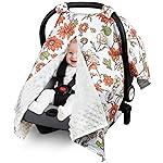 Metplus 2 in 1 Baby Car Seat Cover, Car Seat Canopy for Babies, Mom Multiuse Nursing Cover, Minky Baby Carrier Covers, Newborn Boy Girl, Peekaboo Opening