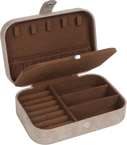 Hatori Joyero de viaje, organizador de joyas pequeño de piel sintética para mujeres y niñas, mini estuche de viaje portátil, cajas de almacenamiento