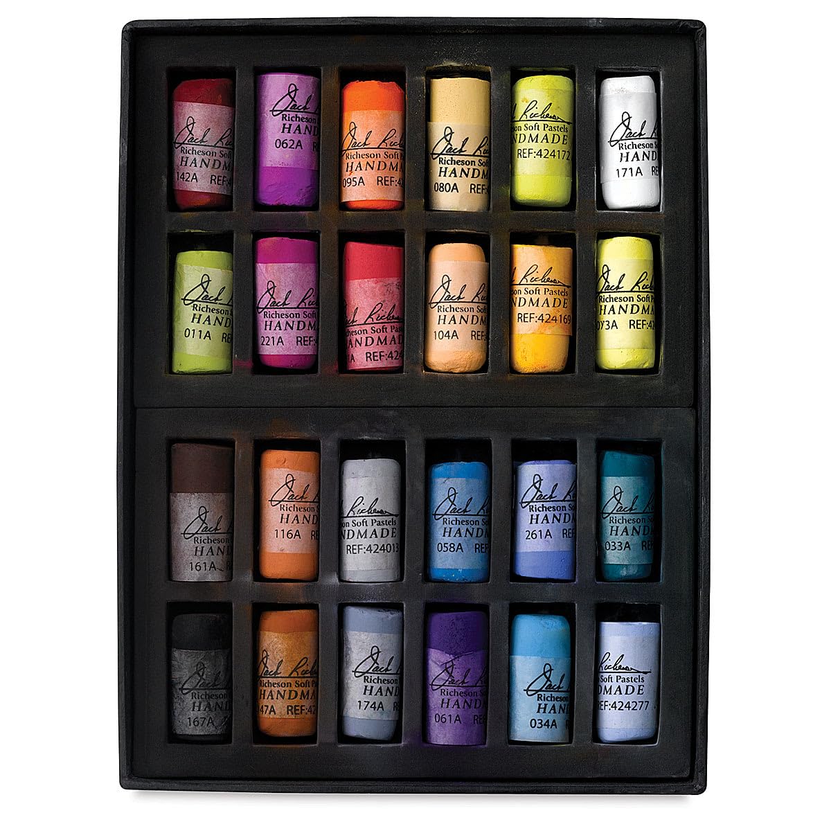 Demi-bâtons roulés Jack Richeson 427515, texture tendre et pigmentée, 24 pastels