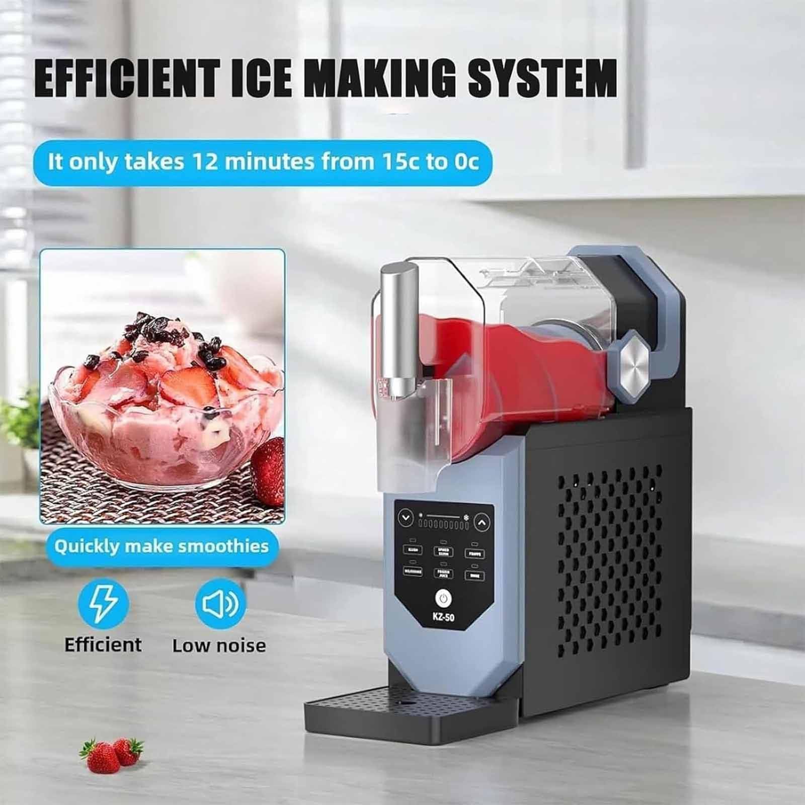 Máquina De Granizados Profesional 2 L, No Necesita Hielo, 5 Programas Preestablecidos Máquina De Helado De Servicio Suave, Autolimpiante, Pantalla LED, para Restaurante, Hogar, Snack Bar