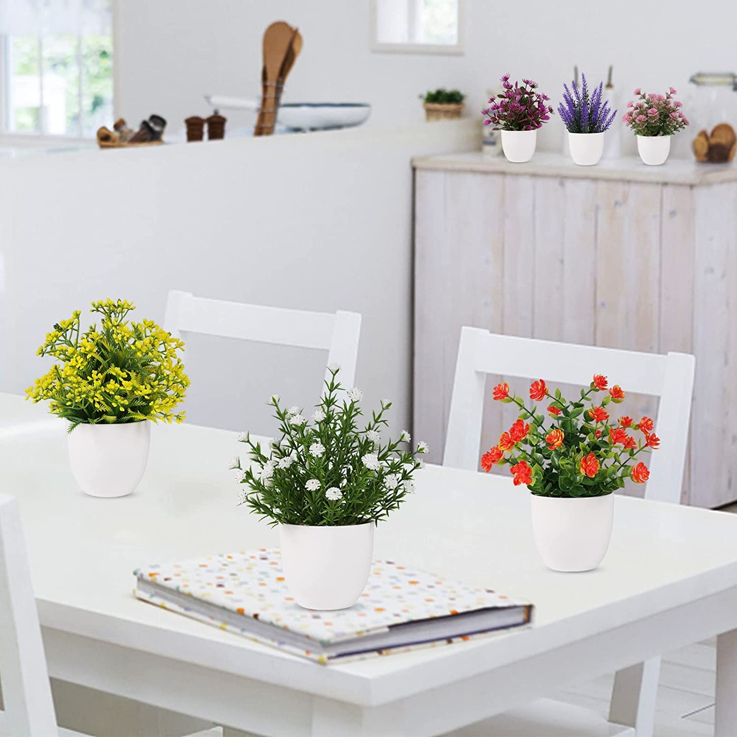 6 Piante Artificiali In Vaso - Decorazione Verde Per Casa, Ufficio, Bagno