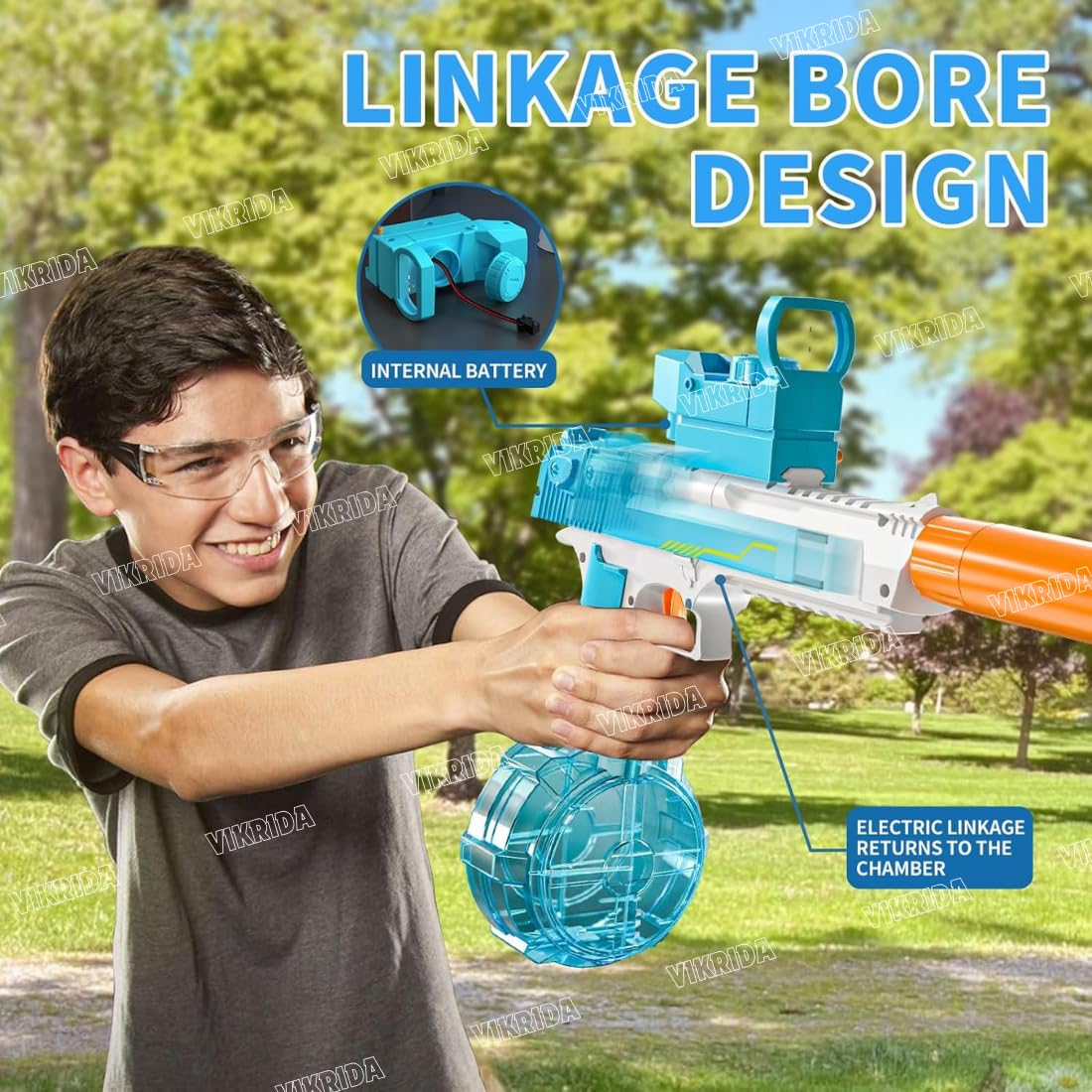 Buy VikriDA 2 in 1 (Automatic/Manual) Electric Water Gun, Powerful Buy VikriDA 2 in 1 (Automatic/Manual) Electric Water Gun, Powerful