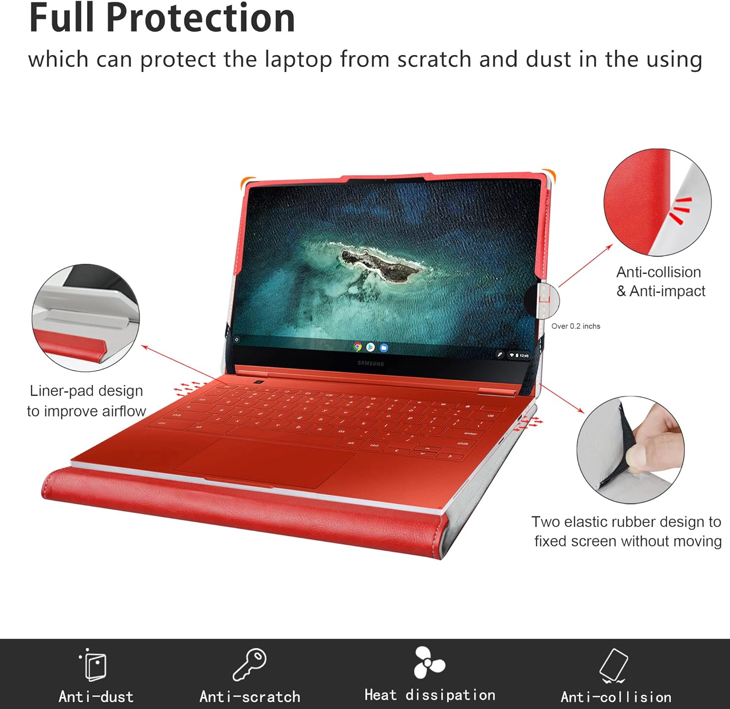 Alapmk Protective Case for 13.3" Samsung Galaxy Book3 360/Galaxy Chromebook 13/XE930QCA/Galaxy Book Flex 13/NP930QCG/Galaxy Book Pro 13/NP930XDB - Red