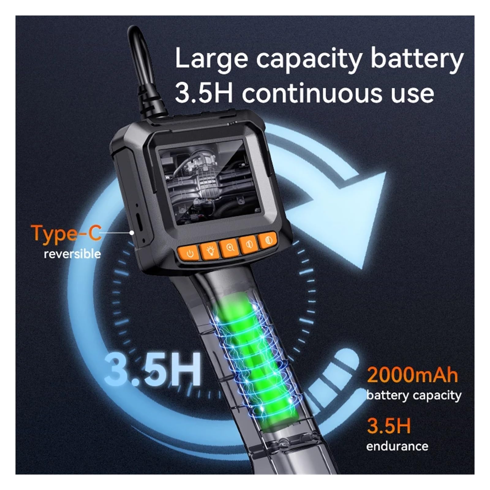 2.4inch Endoscope Camera 1920P Single&Dual Len Car Inspection Camera IP67 Waterproof Industrial Borescope 8LED Lights For Engine(10m,Single Len)