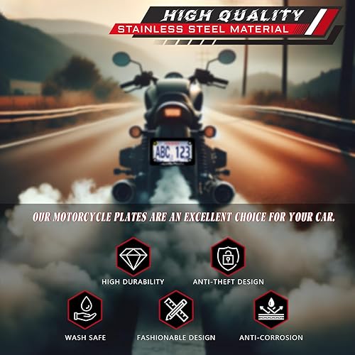 Miniatura 6 de Marco de matrícula de motocicleta de montaña, de acero inoxidable, impermeable, de metal, divertido soporte de etiqueta negra, accesorio de