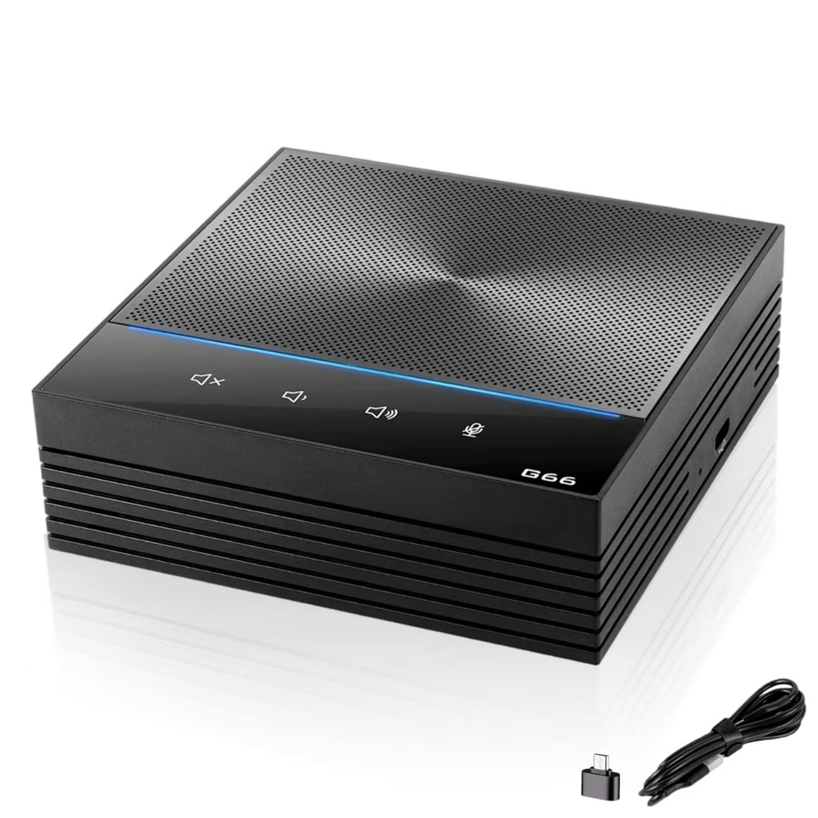 EMEBAY Altoparlante per PC e microfono da conferenza USB, con 2 microfoni omnidirezionali a 360°, riduzione del rumore tramite AI, tasto muto per sala riunioni o stazione di telelavoro