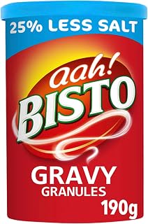 Bisto Reduced Salt Beef Gravy Granules 190g - Classic Rich Flavor, Less Salt, Easy Beef Gravy