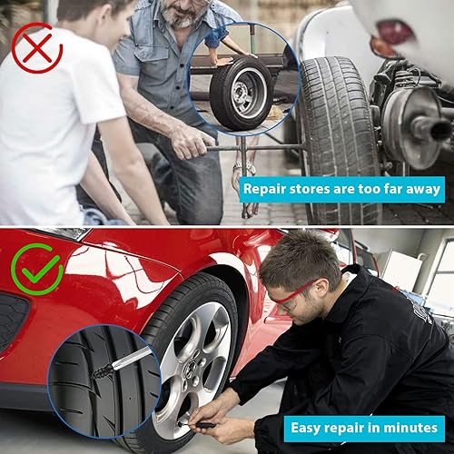 Miniatura 8 de Linkstyle 40 piezas de clavos de goma para reparación de neumáticos, kit de tapones de goma para reparación de neumáticos al vacío, tornillos de