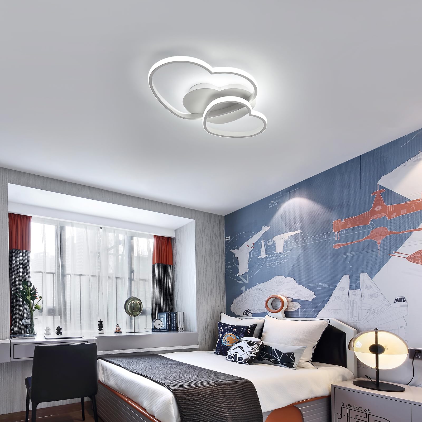Riserva Plafoniera LED Soffitto Moderna Dimmerabile, 64W 4800LM Lampada da Soffitto Design a Forma di Cuore, Plafoniera con Telecomando/APP per Camera da Letto, Soggiorno, Cucina, Φ50cm