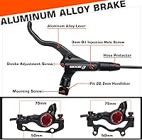 Vista 4 de BUCKLOS Juego de frenos de disco hidráulicos MTB, bicicleta de montaña, delantera izquierda, 31.496 in, derecha, trasera, 57.087 in, palanca