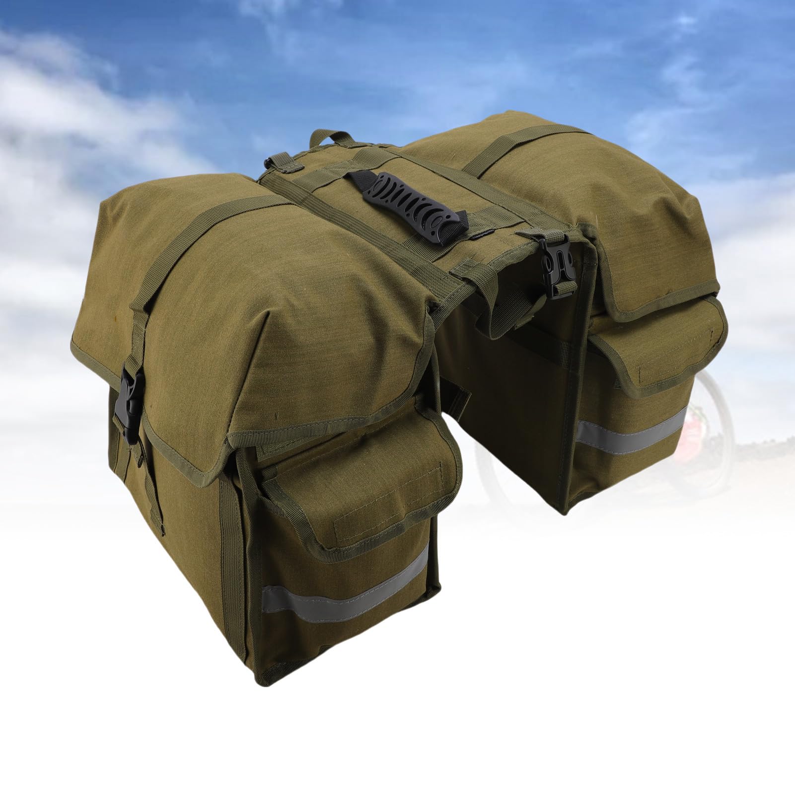 Borsa laterale doppia per portapacchi posteriore per bici per ciclismo e viaggi a lunga distanza - Borse laterali in tela impermeabili di grande capacità da 30 litri con strisce (30L)
