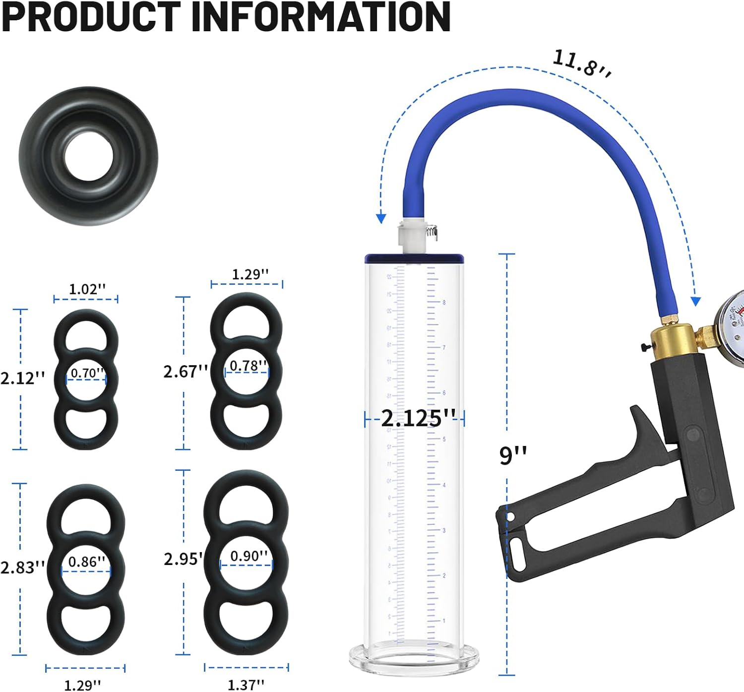 Male Enhancement Pump System,Penis Extender Vacuum Pump 9 x 2.125 inch Cylinder,Sex Toys - Male Sex Toys for Men, Adult Toys for Men