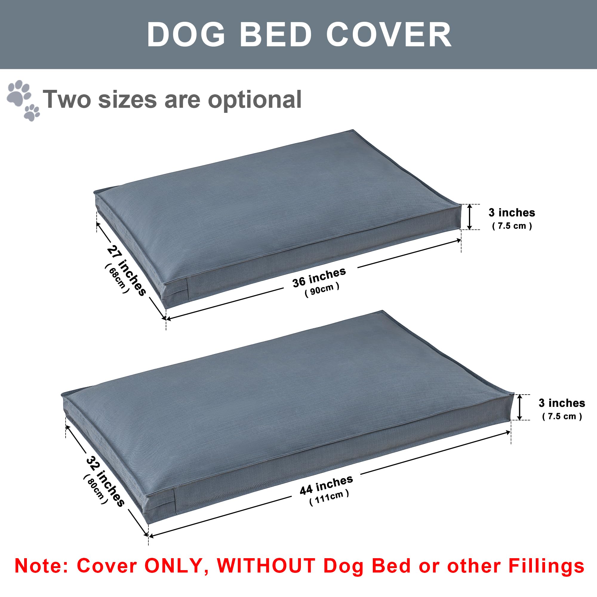 Copri-letto per cani, impermeabile, con cerniera, lavabile, rimovibile, per cani e gatti (90 x 68 x 7,5 cm, grigio blu)