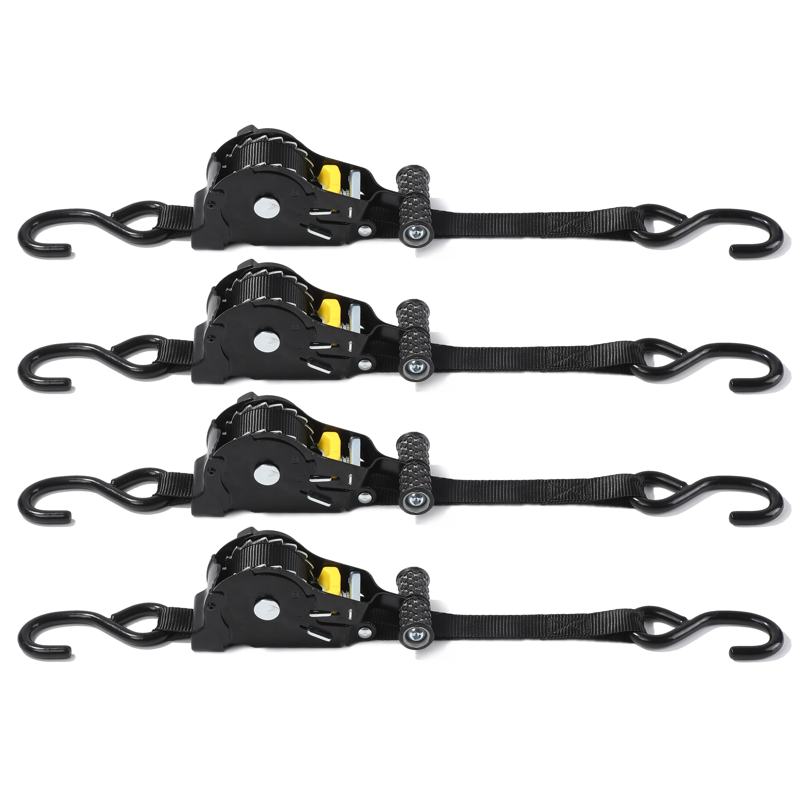 4 Stück Automatik Spanngurte - 3 m x 25mm, 680KG Automatischer Spanngurtaufroller mit S Haken - Spanngurte mit Ratsche - Selbstaufrollend Spanngurt Zurrgurte für Ladungssicherung,LKW, Anhänger