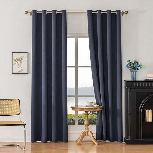 Miniatura 20 de Cortinas opacas con aislamiento térmico y ojales para dormitorio y sala de estar, 2 paneles, 52 pulgadas de ancho x 95 pulgadas de largo, textura de