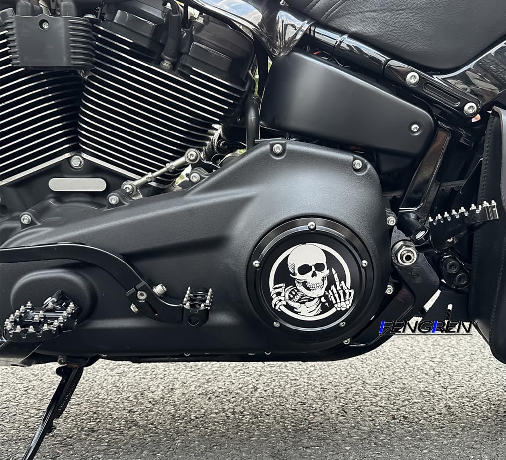 for 2004-2022 Harley Davidson Sportster XL Iron 883 1200 Forty Eight 72 Custom Nightster Roadster Derby Timing Timer Cover Set 6 Hole Black Engine Cover,Middle Finger Skull